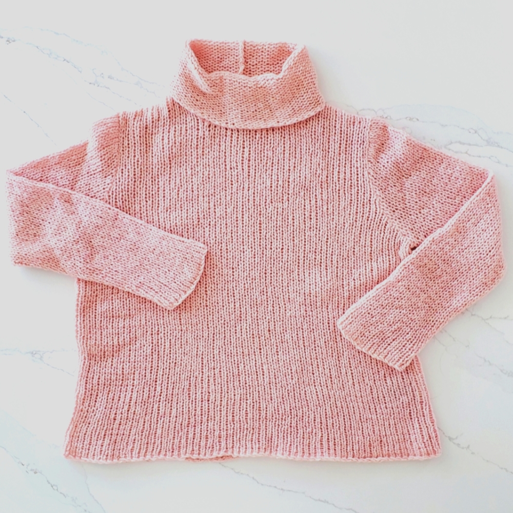 2XL Eileen Fisher Woman pink merino wool chunky knit turtleneck sweater